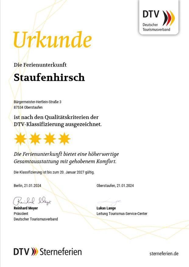 Staufenhirsch Apartment Oberstaufen Eksteriør bilde